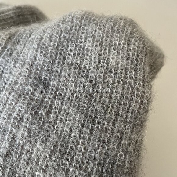 Sezane Sweater Super Kid Mohair Baby Alpaca Gray Lace Up Back Coquette Small - Picture 14 of 14